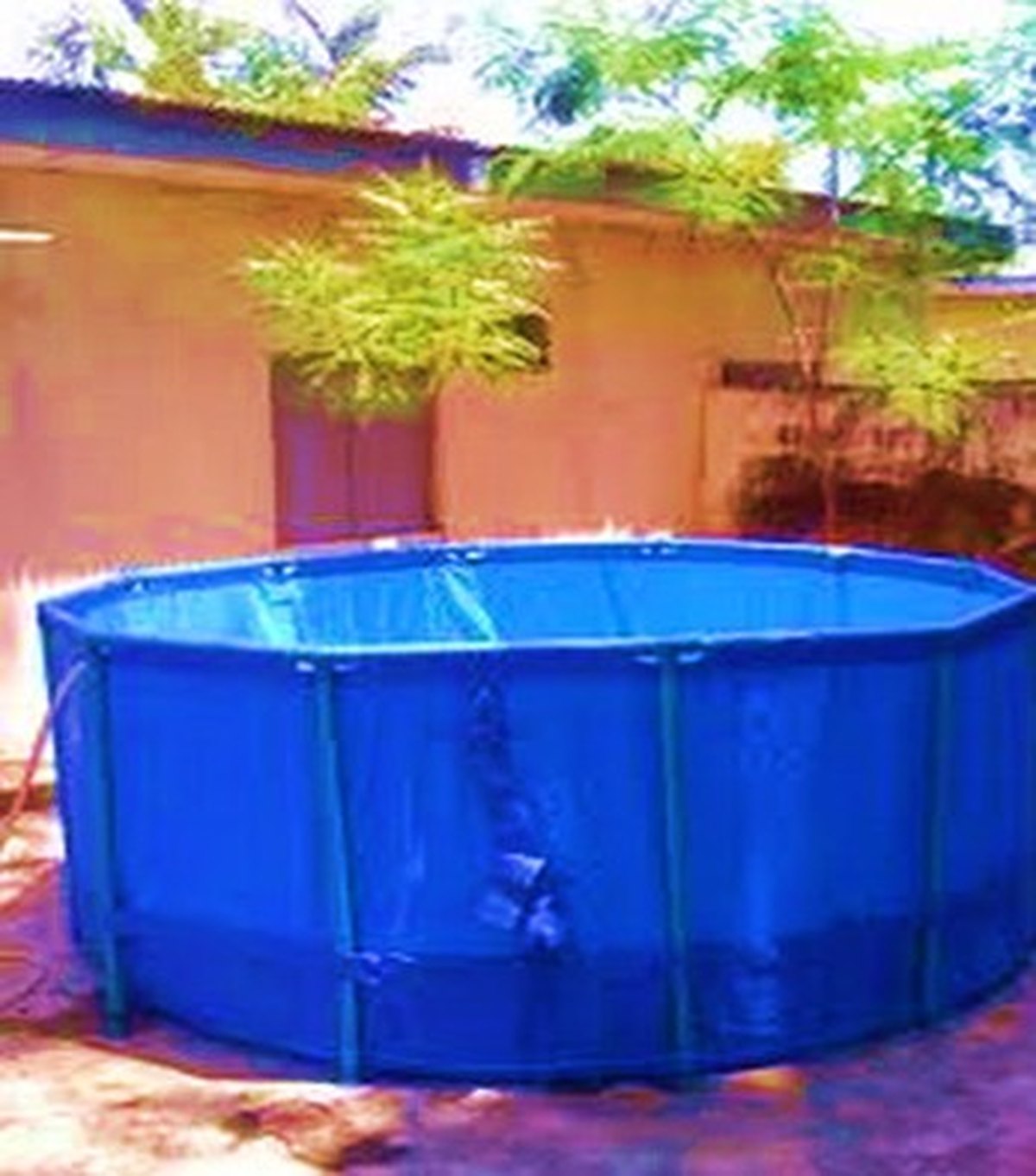 Tarpaulin fish pond used for small-scale aquaculture